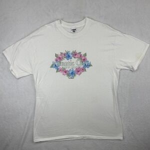Vintage Atlantic City Shirt‎ Mens Large New Jersey Floral Graphic 90s Jerzees